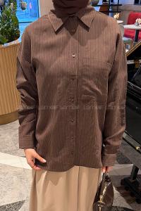 Bitter Brown Shirt Collar Long Arm Viscose Fabric Modal Shirt