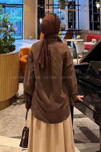 Bitter Brown Shirt Collar Long Arm Viscose Fabric Modal Shirt