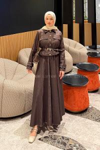 Lamelif Kemerli Jile Takım Kahverengi