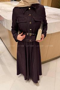 Lamelif Kemerli Jile Takım Kahverengi