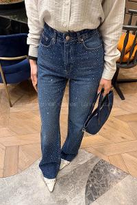 Lamelif Palazzo Taş Detaylı Jean Koyu Mavi