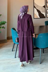 Lamelif Pileli Etekli İkili Takım Bordo