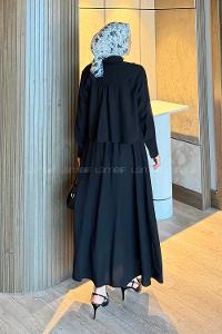 Lamelif Pileli Etekli İkili Takım Siyah