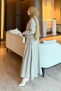 Lamelif Pileli Etekli İkili Takım Taş Rengi