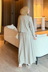 Lamelif Pileli Etekli İkili Takım Taş Rengi