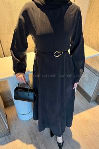 Lamelif Toka Detaylı Tensel Elbise Siyah