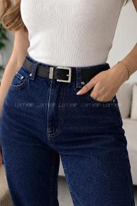 Black Buckle Skin Belt