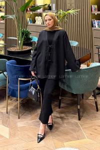 Black V Neck Cotton Tunic