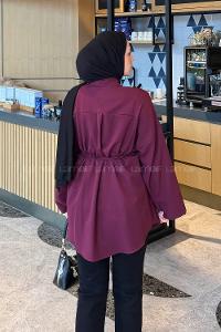 Claret Red Shirt Collar Cotton Tunic