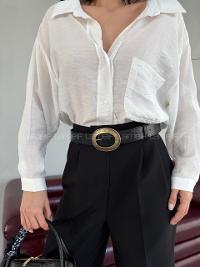 Black Buckle Skin Belt