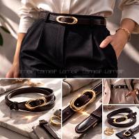 Lamelif Kadın Tasarım Gold Tokalı Kemer