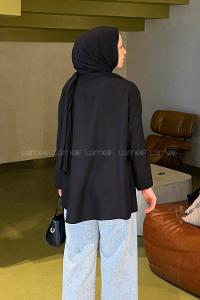 Black Long Arm Crepe Fabric Kimono