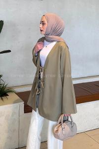 Khaki V Neck Cotton Tunic