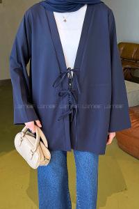 Navy Blue V Neck Cotton Tunic