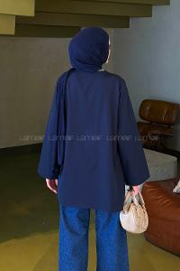 Navy Blue V Neck Cotton Tunic