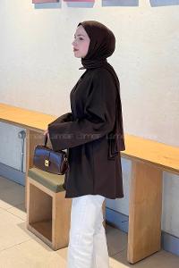 Bitter Brown Shirt Collar Cotton Tunic