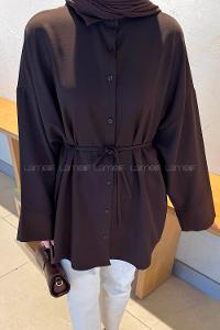 Bitter Brown Shirt Collar Cotton Tunic