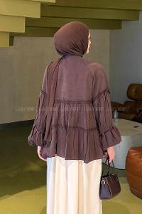 Lamelif Bağlama Detaylı Tunik Acı Kahve