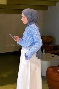 Blue Shirt Collar Long Arm Modal Shirt