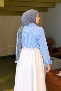 Blue Shirt Collar Long Arm Modal Shirt