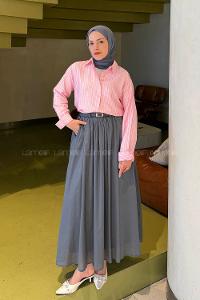 Pink Shirt Collar Long Arm Modal Shirt