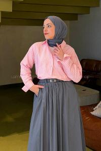 Pink Shirt Collar Long Arm Modal Shirt