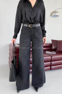 Smoked Denim High Waist Comfortable Pants