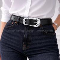 Lamelif Kadın Luna Geniş Oval Gümüş Tokalı Kemer