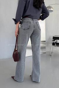 Lamelif Kesik Paça Fit Jean Gri Yıkama