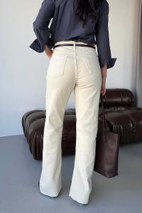 Cream Denim High Waist Denim Pants