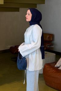 Lamelif Önü Pileli Tunik Bebe Mavisi