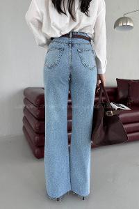 Lamelif Palazzo Taş Detaylı Jean Açık Mavi