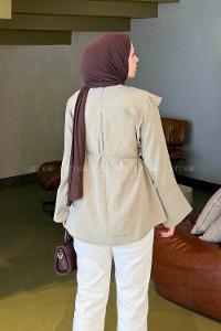 Lamelif Pelerin Detaylı Tunik Haki