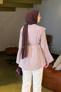 Lamelif Pelerin Detaylı Tunik Vizonrengi