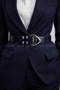 Lamelif Kadın Noir Edge Kemer Çeket Gömlek Pantolon