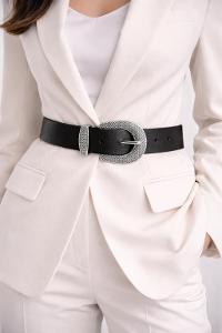 Lamelif Kadın Terra Mesh Gümüş Tokalı Suni Deri Kemer