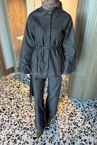 Dark Brown Shirt Collar Long Arm Elastan Polyester Regular Trousers Comfortable Suit