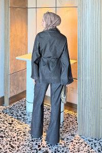 Dark Brown Shirt Collar Long Arm Elastan Polyester Regular Trousers Comfortable Suit