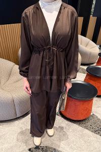 Lamelif Bağlama Detaylı Takım Acı Kahve