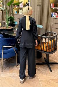 Lamelif Bağlama Detaylı Takım Siyah