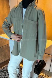 Lamelif Çıtçıtlı Gabardin Gömlek Çağla Yeşili