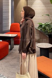 Lamelif Fular Yaka Gömlek Acı Kahve