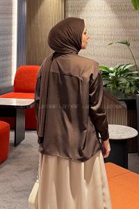 Lamelif Fular Yaka Gömlek Acı Kahve