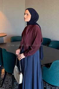 Lamelif Fular Yaka Gömlek Bordo