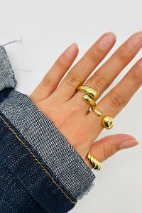 Lamelif Gold 3lü Bombe Yüzük Seti