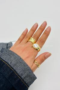 Lamelif Gold 3lü Bombe Yüzük Seti