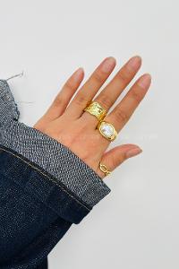 Lamelif Gold 3lü Bombe Yüzük Seti