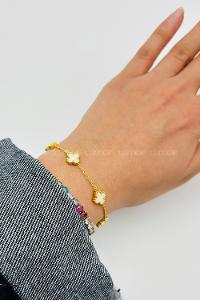 Lamelif Gold Zarif Yonca Sıralı Bileklik