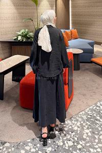 Lamelif Gömlek-Etek Tesettür Takım Siyah