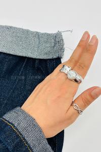 Lamelif Gümüş 3lü Bombe Yüzük Seti